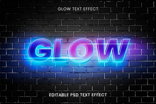 Free PSD futuristic glow text effect psd editable template