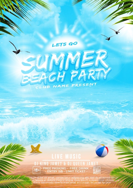 PSD summer party flyer template